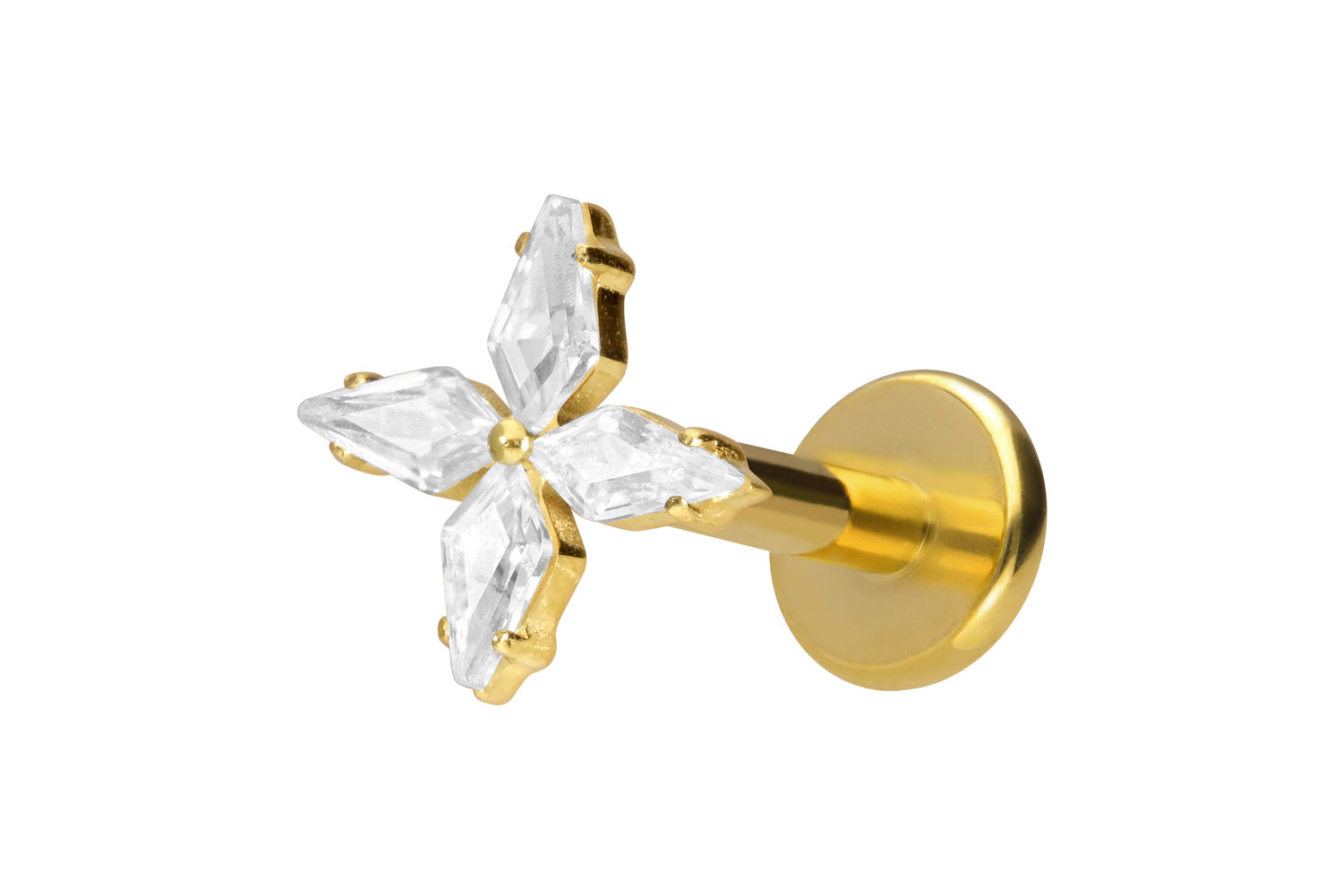 Titan Labret Piercing mit Innengewinde KRISTALLSTERN